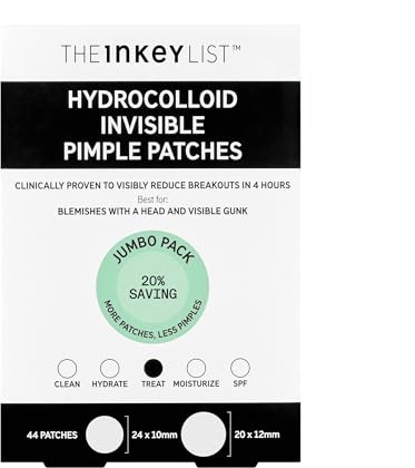 The INKEY List Hydrocolloid Invisible Pimple Patches Supersize, Spot Patches Contains Salicylic Acid, Day/Night Anti Acne Patches, Vegan & Cruelty Free, Suitable For All Skin Types