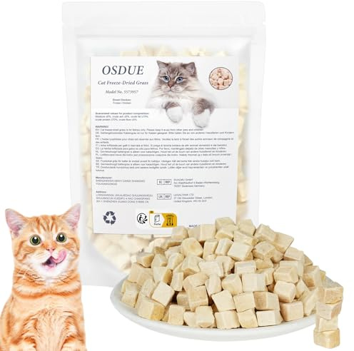 OSDUE Golosina de Hierba Gatera para Gatos, 100g Snack Liofilizado con Hierba Gatera para Limpiar los Dientes, Palillo Masticable para Gatos Favorecer Digestión y Absorción, Pollo Teething Stick