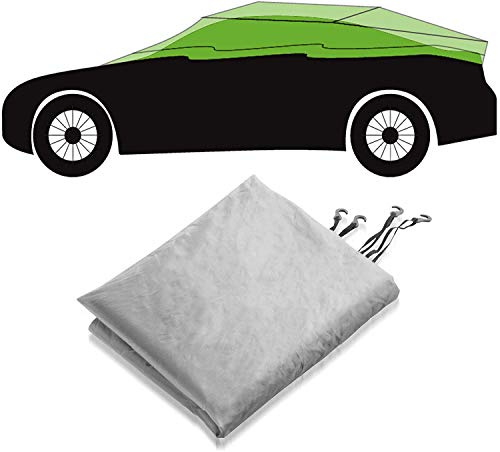 Autoabdeckung | Halbgarage für Winter & Sommer | Silber oder dunkelblau | 3 Größen wählbar | Elastische Spannbänder (Silber, 259 x 122 x 61 cm (M))