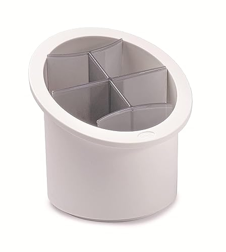 Snips | Besteck-Abtropfkorb mit herausnehmbaren Trennwänden | Besteck-Abtropfgestell Weiß und Grau | Küchenutensilienhalter | 100% Hergestellt in Italien | BPA- und phthalatfrei