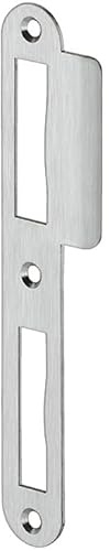 Gedotec Plaque de fermeture en nickel argenté - 1 plaque d'entrée pour porte de chambre - Plaque de fermeture courbée DIN gauche - Rénovation pour éclisses en bois - Butée de porte intérieure en métal