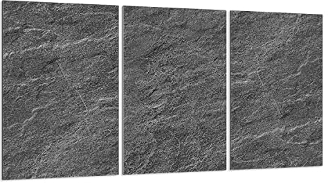 Herdabdeckplatten 3 Teilig 90x52 cm Ceranfeldabdeckung Küche Elektroherd Induktion Herdschutz Spritzschutz Glasplatte Schneidebrett, Schiefer Grau