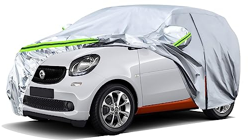 Autoabdeckung Wasserdicht Passend für Smart Fortwo W451 W453 2016-2025, Atmungsaktiv Vollgarage Autoplane für Regen Sonne Staub Schutz Auto Abdeckplane Abdeckung
