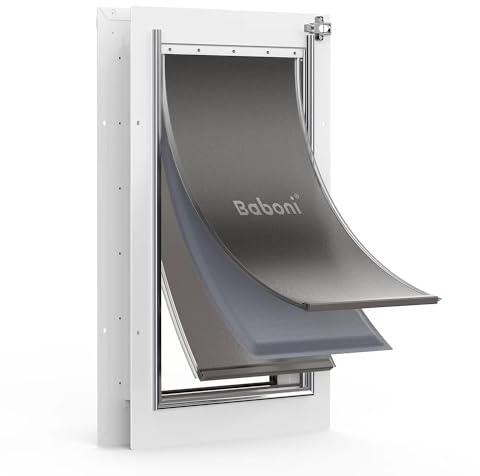 Baboni 3-Flaps Pet Door for Interior and Exterior Doors, Steel Frame and Telescoping Tunnel, Strong and Durable Dog Door (Pets Up to 100 Lb) -Large