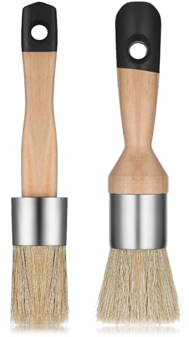 4 Stück Runder Kreidepinsel,Kreide Farbe Pinsel,Schablonierpinsel,Wiederverwendbare Pinsel Holzschablonen Pinsel Set Runde Farbe Pinsel DIY Malerei Wachsen Pinsel für Holz Möbel Home Decor-Schwarz