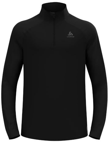 Odlo Men's Essential Ceramiwarm Mid Layer Half-Zip Running Shirt Black XL