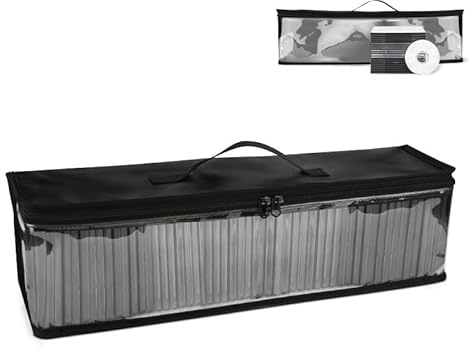 Sacs de Rangement pour DVD pouvant contenir jusqu'à 50 DVD, Sacs de Rangement pour CD, étui de Transport Transparent avec Fermeture éclair, pouvant contenir 50 CD au Total, Sac de Rangement pour Jeux