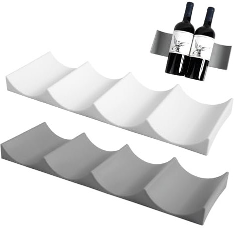 YFPOPONE Fridge Wine Rack, 2 PCS European Style Wine Shelf, Display Wine Bottle Holder, Non-Slip Water Bottle Storage, Rolling Wine Rack for Refrigerator, Wine Cabinet, Countertop (Gray+White)