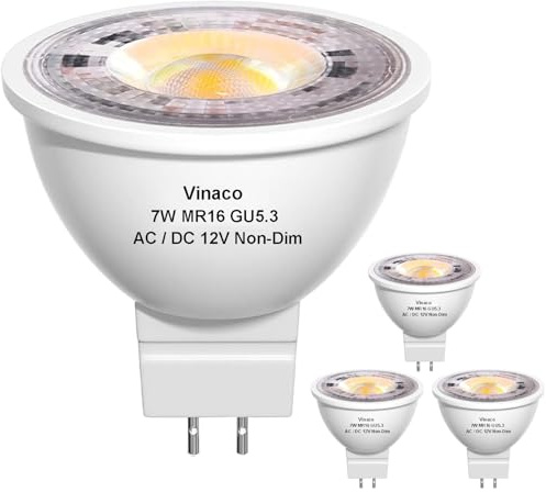 Vinaco MR16 LED Bulb 38°GU5.3 2700K 7W 12V 3Pack Non-dimmable