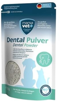 marsavet+ Poudre dentaire - Complément alimentaire pour chiens, chats et rongeurs avec protéines d'insectes. Élimine le tartre, la mauvaise haleine et maintient l'équilibre des micro-organismes - 125g