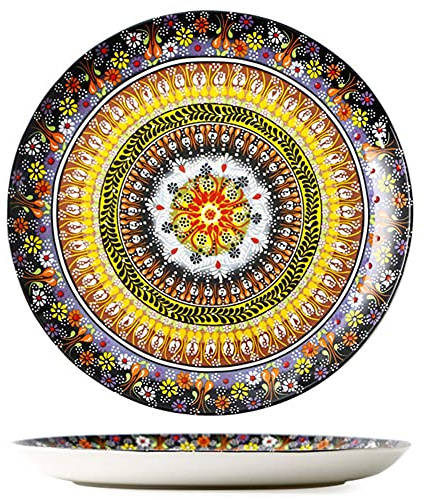 Ensembles de vaisselle en porcelaine, ensemble combiné de vaisselle bohème | 10 assiettes/2 bols/4 tasses/4 mugs-services de table en céramique exotique, service pour 4 personnes, cadeau de mariage