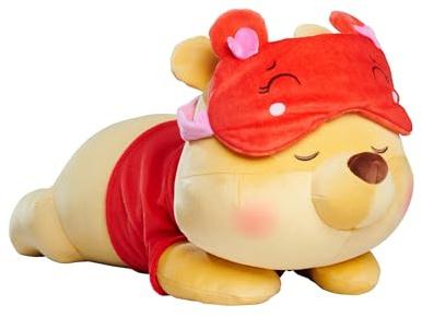 Simba Toys Disney Snuglets Wellbeing Plüschfigur Pooh liegend 40 cm, weich mit Schlafmaske und beruhigendem Zusatzgewicht ca 500 g, geeignet ab den ersten Lebensmonaten, schönes Geschenk