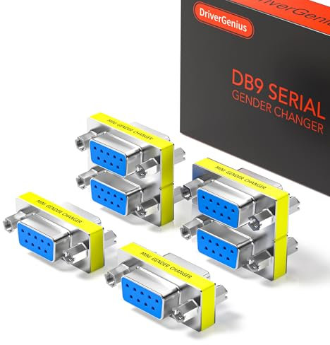 DriverGenius Adattatore Gender Changer RS232 Seriale - 9 Pin DB9 Femmina-Femmina (Metallo, RS232F2F-6A, Confezione da 6)