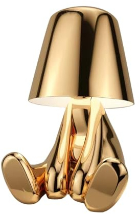 EDXTNKQC Miniature Sculpture - Statue De Sculpture, Lampe De Chevet À Commande Tactile, Ornements Décoratifs De Luxe en Forme d'homme Doré, Veilleuse Moderne À Intensité Variable(D)