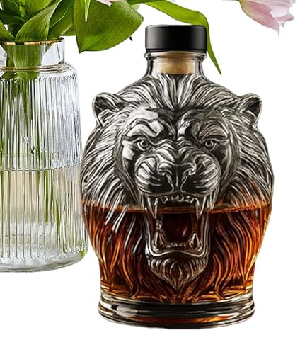 Whisky Carafe - Animal Decanter Design - Glass Bottle with Random Cap - Stylish Accessory for Bar, Wine, Bourbon, Vodka - Gift Idea for Men, Wedding, Living Room