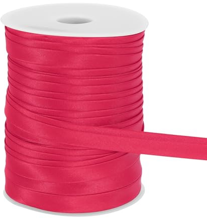 QUARKZMAN Cinta Sesgada Doble Plegada Para Costura 3/5 Pulgada Rojo Rosa