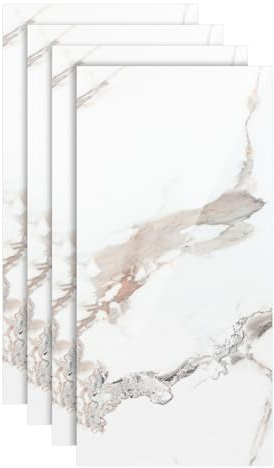 Vkechh YB002 - Pannello da parete in PVC, 120 x 60 cm, effetto marmo, 8 pezzi, rivestimento da parete in PVC, pannelli da parete per bagno, doccia, cucina, parete posteriore impermeabile