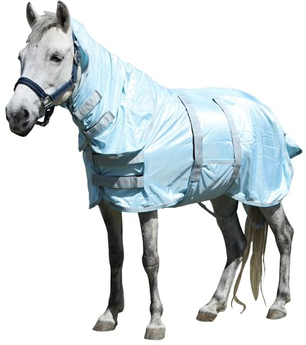 Gallopoff Coperta antimosche per pony, con collo rimovibile, traspirante e leggera, confortevole, coperta estiva per cavalli mini, shetty e nani, cinghie pettorali e addominali regolabili