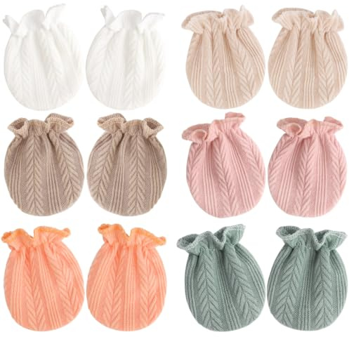 DRESHOW Manoplas para Recién Nacidos Guantes para Bebés que No se Rayan Guantes con Puño Elástico para Bebés de 0 a 6 Meses Niños Niñas