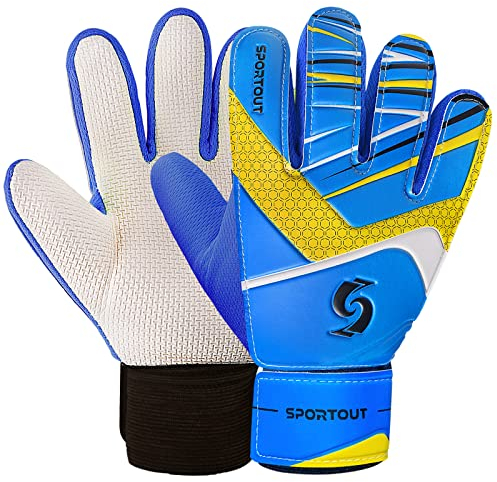 Sportout Torwarthandschuhe Kinder und Jugendliche, Fußball Torwarthandschuhe, Fußballhandschuhe, Doppeltem Schutz, Tragbarkeit, Super Halt