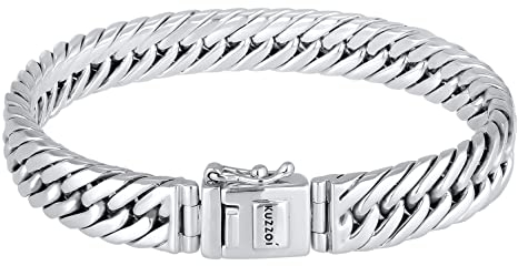 Kuzzoi Buddha Silber Armband für Herren handgefertigtes Panzerarmband (10 mm) aus massiven 925 Sterling Silber poliert 43g 0210560118_17
