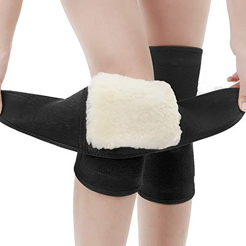 Afinder Knieschoner Elastische Kniebandage Winter Weich Wolle Verdicken Knieschützer Thermo Knieorthese Beinlinge Beinwärmer Professionel Kniewärmer mit Klettverschluss
