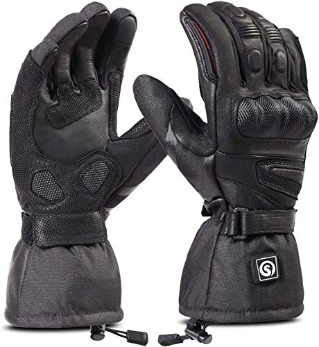day wolf Beheizbare Motorradhandschuhe, wasserdichte und Warme Handschuhe mit CE-Zertifizierung Wiederaufladbarem Lithium Ionen Akku 7.4V 2200MAH