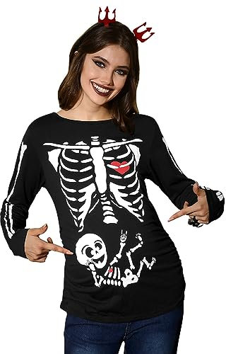 For G and PL Disfraz divertido de maternidad de manga larga para mujer, tallas S-XXL, Skeleton Baby, L