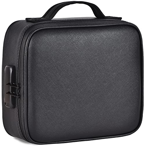 BloomFlower Large Smell Proof Bag & Case with Combo Lock - Smooth Zipper - Waterproof Leather Bag - Helps You Store All Your Accessories
