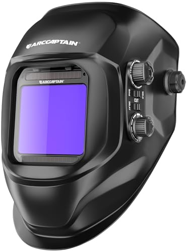 ARCCAPTAIN Welding Helmet Auto Darkening, 3.94X3.66 Large Viewing Screen True Color Welding Hood with 4 Arc Sensor Solar Powered, Wide Shade 4-5/5-9/9-13 for ARC TIG MIG Welding Helmets for Men