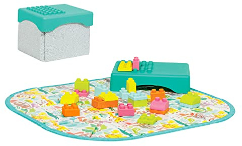 Infantino Super Soft 1st Building Blocks Activity Station, Easy-to-Hold for Babies & Toddlers, BPA-Free, Multi-Colored, 22-Piece Set with Storage Box and Mat