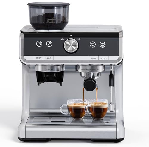Cafetera de 20 bares de presión, cafetera espresso de acero inoxidable, capuchino y macchiato con espumador de leche de 2,8 l, tanque de agua de 2,8 l, máquina de espresso comercial, kit barista, para