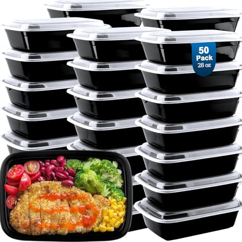 vivigu Meal Prep Containers Reusable 50 Pack - 28 oz Food Containers with Lids-Food Storage Containers with Lids, 28 oz -Take Out Disposable,BPA Free - Dishwasher & Freezer Safe