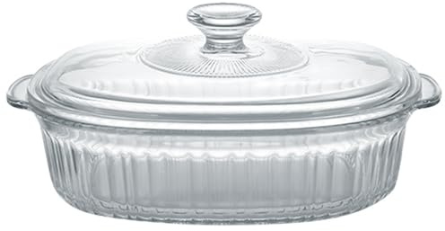 Plato para hornear con cacerola de vidrio, plato de cazuela ovalada con tapa, 1.5L resistente al calor/frío resistente a la cacerola de cazuelas sin plomo para el horno seguro de microondas
