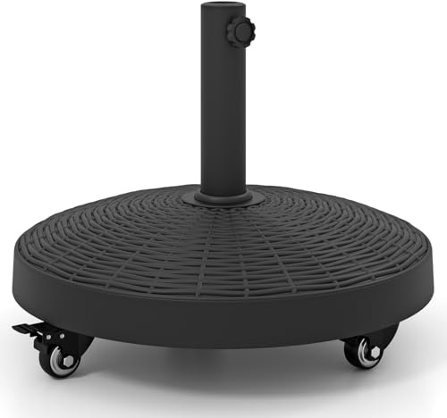 RELAX4LIFE Base per Ombrellone con Ruote, Supporto Rotondo per Ombrellone con Pali da 38/48mm, Peso 23kg