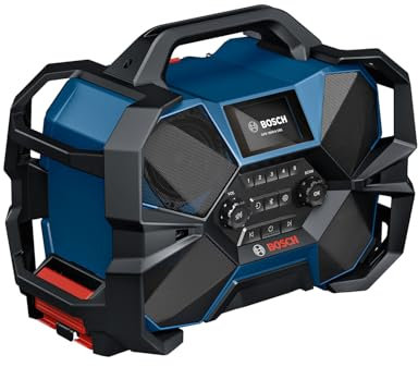 Bosch Professional 18V/ 12V System Cordless Power Radio Box GPB 18VH-6 SRC (Intool Charging for 18V & 12V, incl. Bottle Opener, 2X AAA Batteries, Screen Protective Film, Without Battery/Charger)