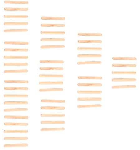 Headerbs 50 Pièces M6 Goupilles en Bois Tiroir D'armoire Rondes Cannelées en Bois Artisanat Goupilles Tiges Matériau en Massif pour L'assemblage et L'assemblage de Meubles Planche de