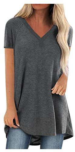 SCBFDI Top Donna Sportivo T Shirt Bianca Bambina Maglia Donna Lunga per Leggins Magliette Addio al Nubilato Top Eleganti Donna da Cerimonia Magliette Divertenti Tshirt Sportiva Grigio 5XL