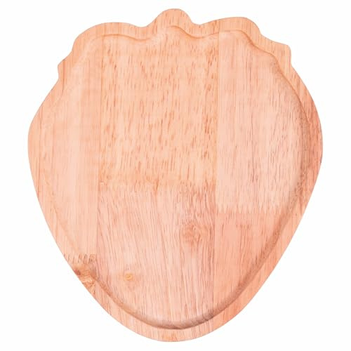 Teller/Schneidebrett Erdbeere Holz 21,5x19,2 cm natur