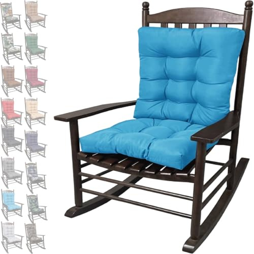 Cuscino di Seduta da Giardino con Schienale Alto Set di 2 Interno Esterno Cuscini per Sedie con Nastri Impermeabili Cushions per Sedie Poltrone Sdraio Reclinabili Cucina Giardino(11S,43x43x8/53x43x8cm