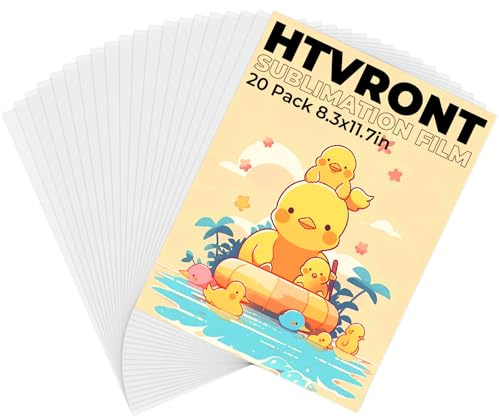 HTVRONT Printable Sublimation Heat Transfer Film for Phone Case Heat Press，20 Pack 3D Sublimation Film Sheets for Phone Cases Mugs，A4 8.3 x 11.7 Sublimation Transfer Paper for Badge, Keychains