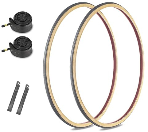 2 st 700x23C cykeldäckset punkteringssäkra cykeldäck och par innerslangar med Schraderventil 48 mm och däckjärn for racercykel med fast växel