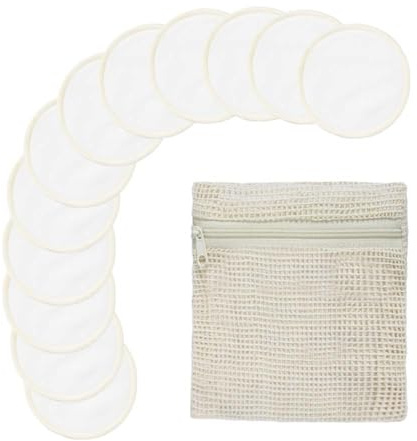 Reusable Makeup Remover Face Pads,Reusable Cotton Rounds with Laundry Bag Washable Soft and Comfortable Cleaning Face Skin,Washable Bamboo Cotton Rounds Beige 12 Pack