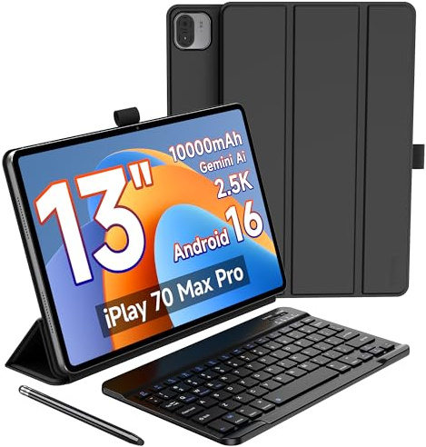 ALLDOCUBE iPlay 70 Max Pro Android 16, Tablet AI 13 con tastiera, stylus e custodia, 1600x2560, 4G LTE, Unisoc T7300, 16GB+128GB, 10000mAh, WiFi 6, GPS, 4 altoparlanti, sblocco facciale, modalità PC