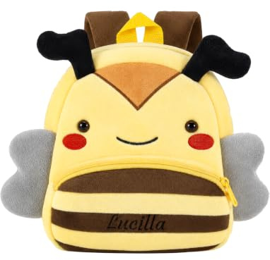 ALBERTBAND Sac à Dos Personnalisé Enfant pour Garçons Filles avec Prénom Petit Sac à Dos Peluche Animal pour Crèche et Maternelle Cartable Bébé avec Bretelles Réglables
