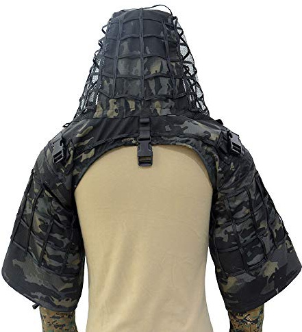 LytHarvest Sniper Ghillie Suit Foundation, Ripstop, Camouflage Tactical Ghillie Hood (Black Camo)