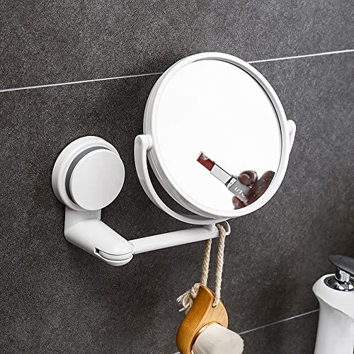 Hosoncovy Suction Cup Wall Hanging Mirror - 360 Adjustable Double Sided Magnifying Mirror for Bathroom, Makeup, Desktop or Table