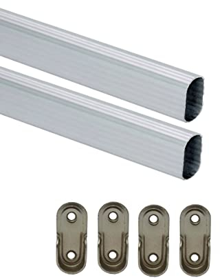 HOOZ 2x Kleiderstange für Schrank 80cm, Kleiderschrank Stange für Pax, Vielseitig Einsetzbares Kleiderstangen, Ovales Metall Schrankrohr in Verschiedenen Größen (inkl. 4x Halter)