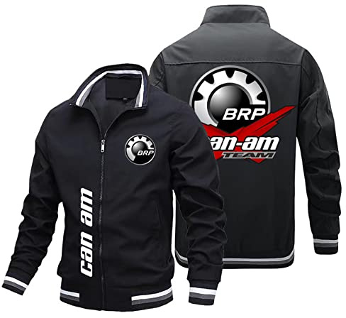 Chaqueta de Hombre Chaquetas de Bombardero Ligeras para Can-Am Abrigos Casuales Chaquetas de Chándal de Béisbol Deportivas Cortavientos (Black,XXL)
