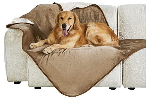 Lesure Couverture Imperméable pour Ghiens Grande Taille - 127x152cm Couverture pour Chiens Lavable, Protection de Canapé pour Chiens en Polaire Sherpa, Chameau